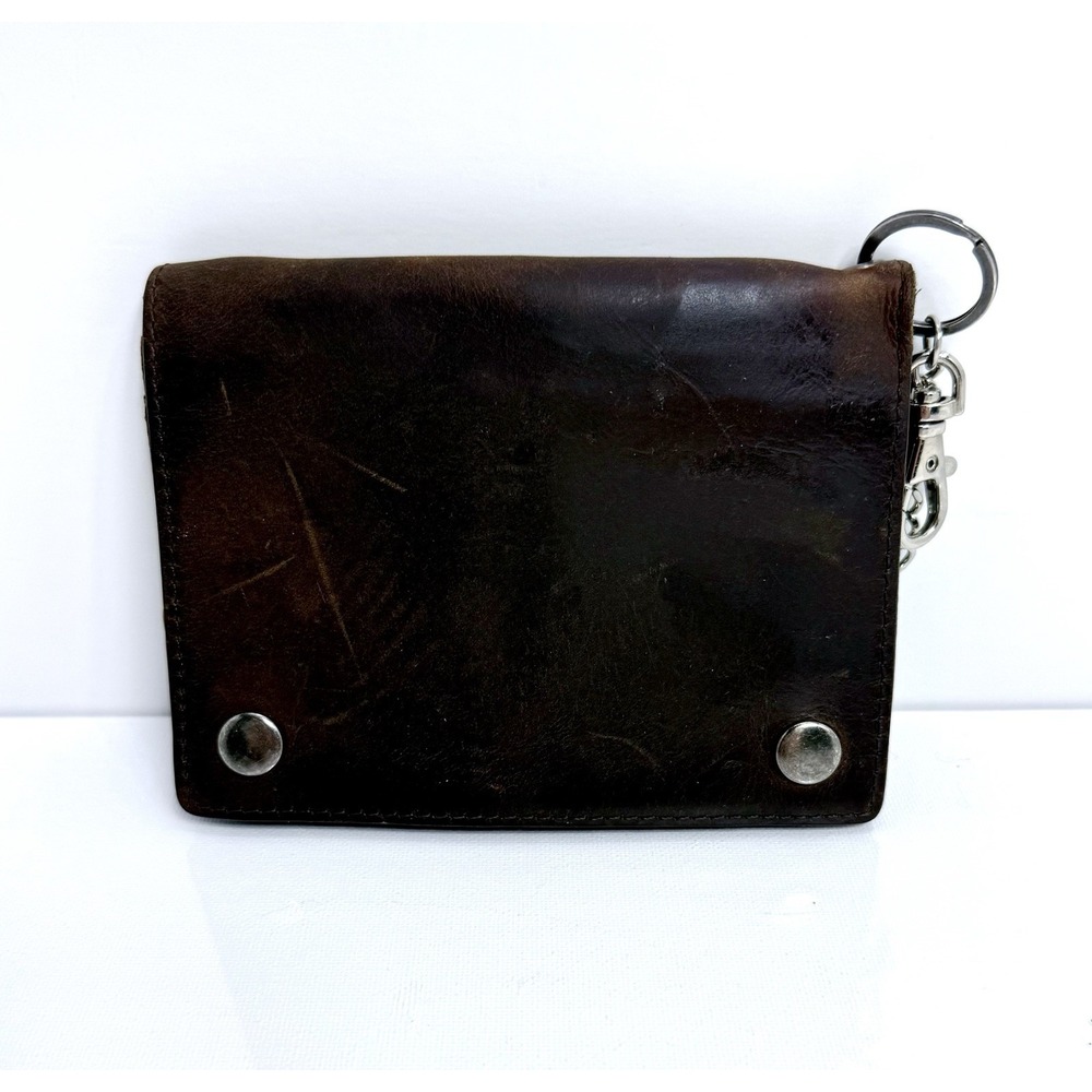 Duluth Trading Co Men Brown Leather Snap Wallet Key Chain Key Ring Clip Patina